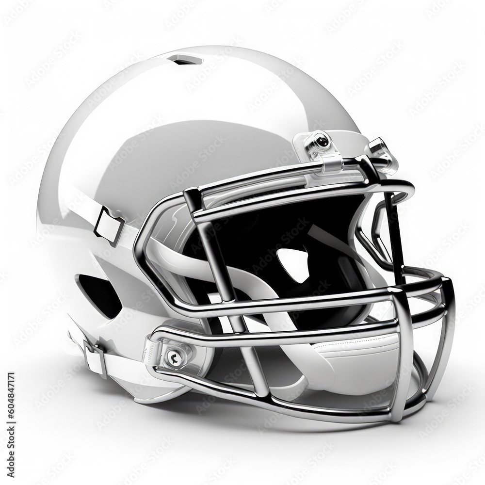Fototapeta premium blank American football helmet on a white background. 3d rendering. Computer digital drawing. generative AI