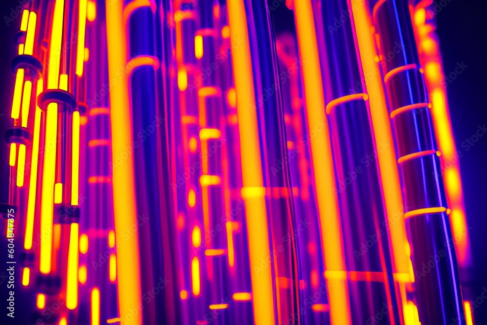 Obraz premium Stack of neon light tubes , 8k - generative ai