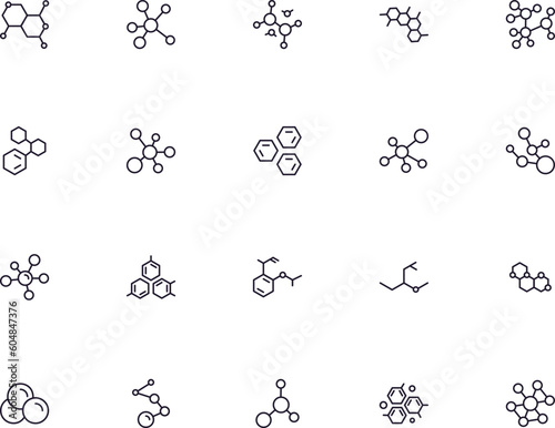 Collection of modern molecule outline icons. Set of modern illustrations for mobile apps, web sites, flyers, banners etc isolated on white background. Premium quality signs.
