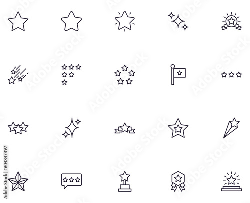 Collection of modern star outline icons. Set of modern illustrations for mobile apps  web sites  flyers  banners etc isolated on white background. Premium quality signs.