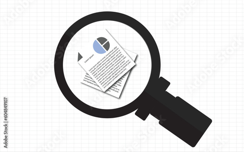 vector magnifying glass documents for business Art & Illustration