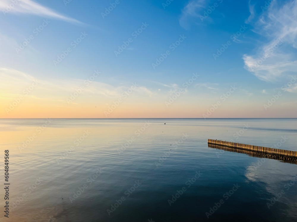 Blue seascape, sea view, calm sea coastline