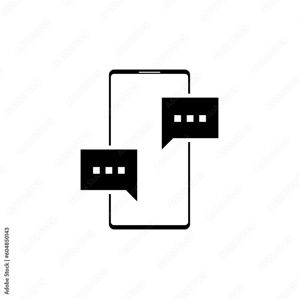 New chat messages notification on phone icon isolated on transparent background New chat messages notification on phone icon isolated on transparent background