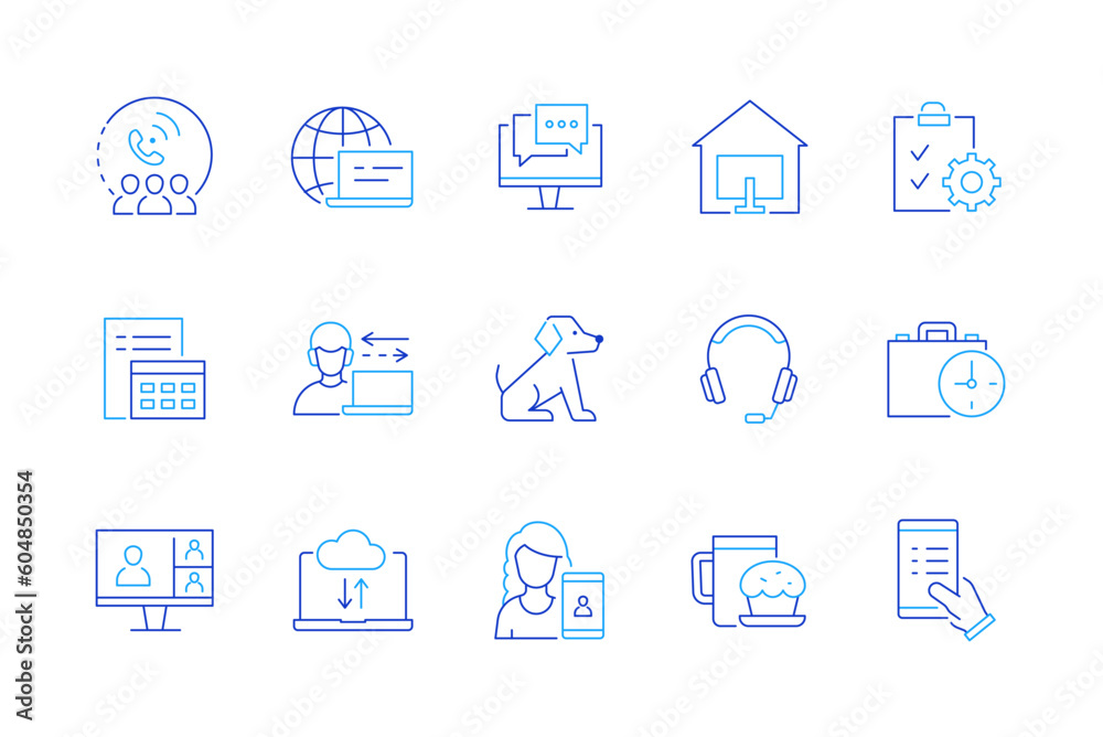 Online and Internet - set of modern line design style icons