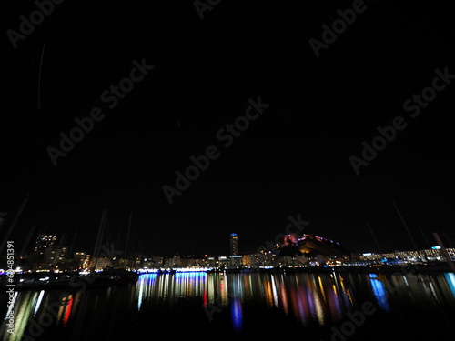 Foto nocturna del puert da Alicante photo