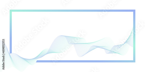 Abstract frame background with luminous wave for banner, presentation, template, web design, wallpaper. Modern purple-blue-green gradient flowing wave-like lines. Futuristic technology concept
