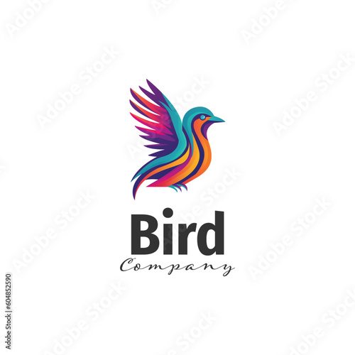 Bird logo colorful gradient illustration template design