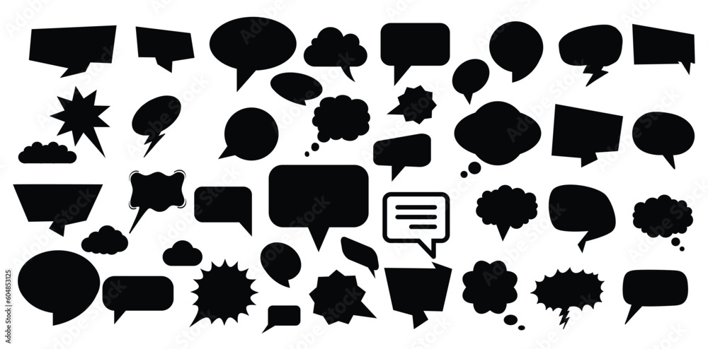 Set of black speech bubble communication concept, chat sign - stock vector Set of black speech bubble communication concept, chat sign - stock vector