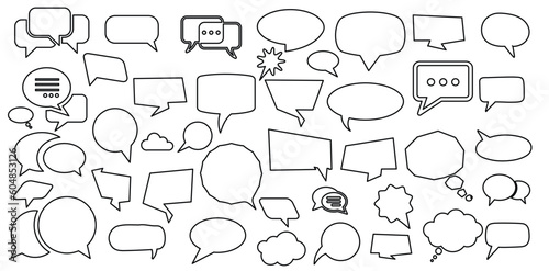Set of outlined speech bubble communication concept, chat sign - stock vector