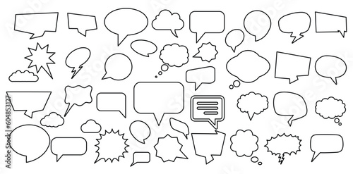 Set of outlined speech bubble communication concept, chat sign - stock vector