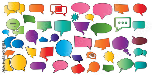 Set of colored speech bubble communication concept, chat sign - stock vector
