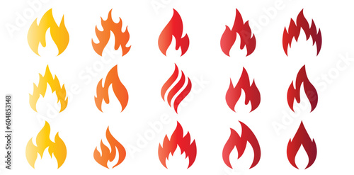 Set of fire. Different flames. Icon illustration for design - stock vector