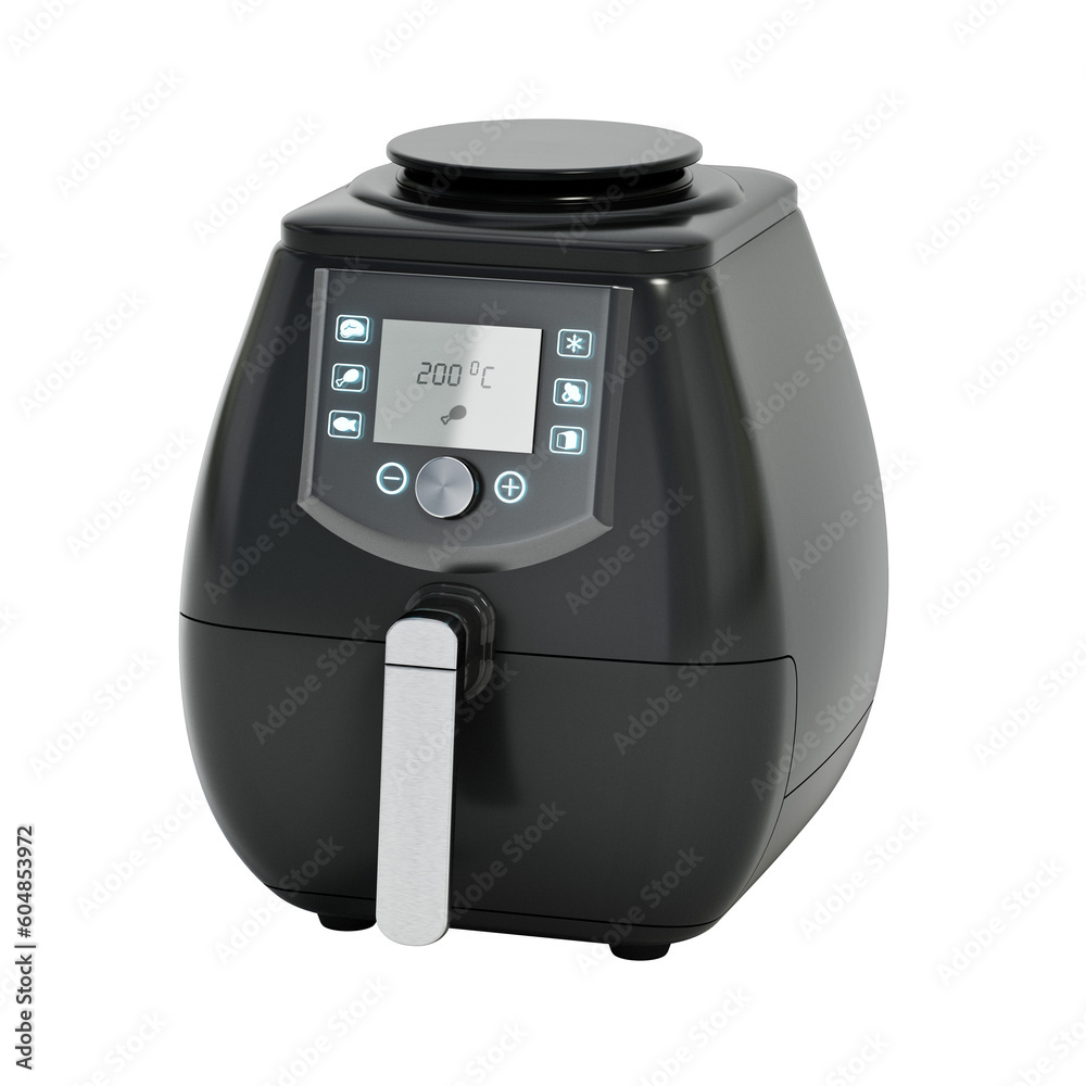 Air fryer isolated on transparent background. 3D illustration Air fryer isolated on transparent background. 3D illustration