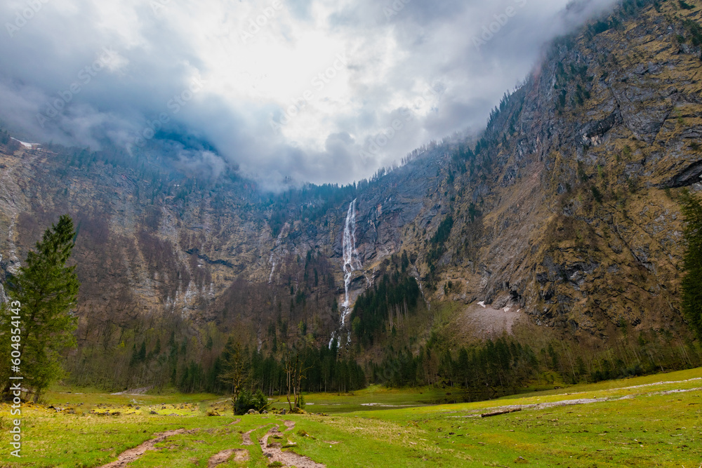 View of the hiking trail to Röthbach Waterfall (Berchtesgaden, Bavaria, Germany)