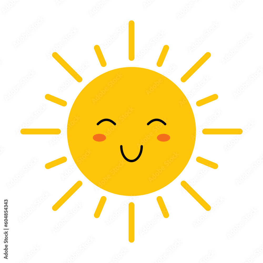 Vector cute sun with face. Funny smiling sun in flat design. Childish sunshine emoji. Simple kawaii sun with sunbeams. Baby sunshine clipart. Vector cute sun with face. Funny smiling sun in flat design. Childish sunshine emoji. Simple kawaii sun with sunbeams. Baby sunshine clipart.
