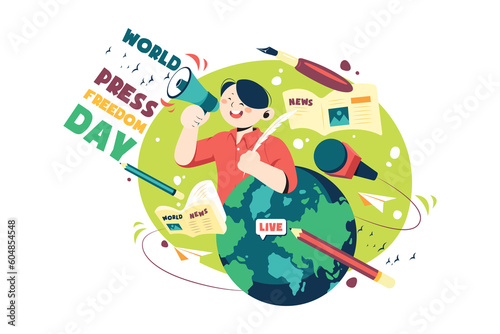 World Freedom Press Day Illustration concept on white background