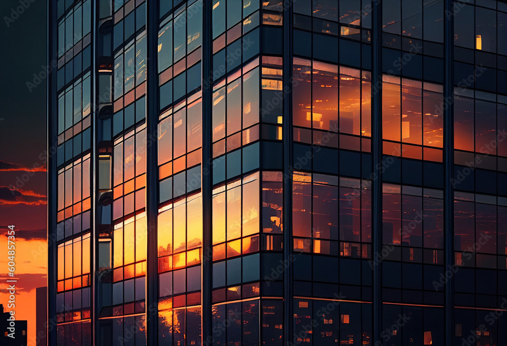 Multi-storey building from the windows of which the light is on. AI Generated Multi-storey building from the windows of which the light is on. AI Generated