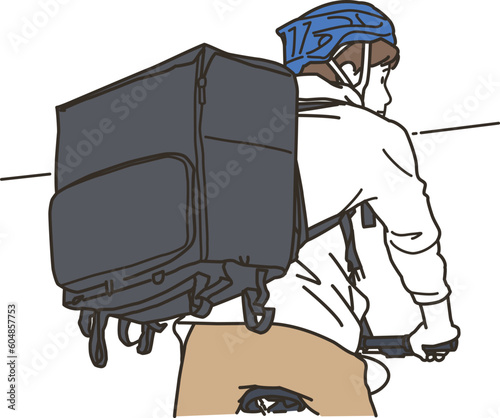自転車でフードデリバリーをする男性配達員
