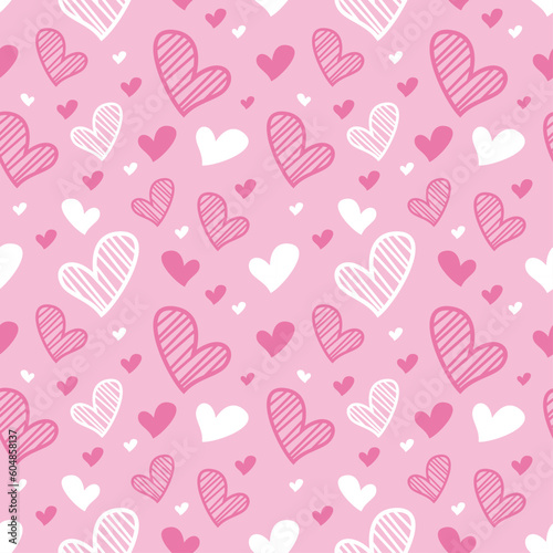 random heart seamless pattern design, hand drawn heart background vector