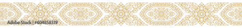 Gold line art, buddhism temple element and background pattern decoration motifs for pillar pattern