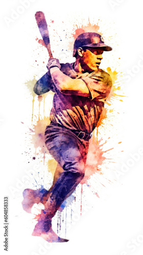 Abstract baseball player in watercolor style created with generative AI technology © Neuroshock