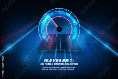 Vector internet fastest connection with mobile phone concept. Speed of network internet wireless.