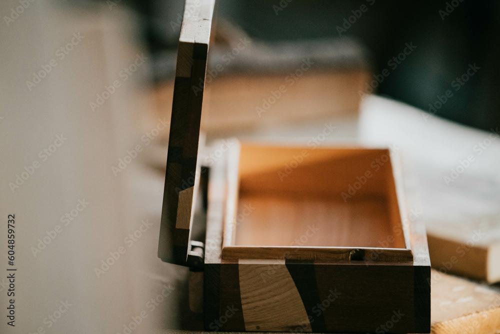 close up of a small wooden box close up of a small wooden box