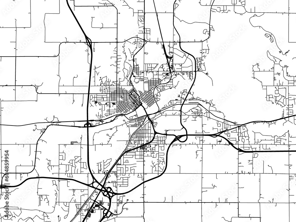 Road map of the city of  Chipewa Falls Wisconsin in the United States of America on a transparent background.