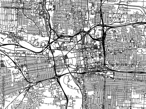 Road map of the city of  Columbus Center Ohio in the United States of America on a transparent background.