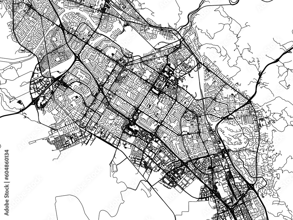 Naklejka premium Road map of the city of Fremont California in the United States of America on a transparent background.