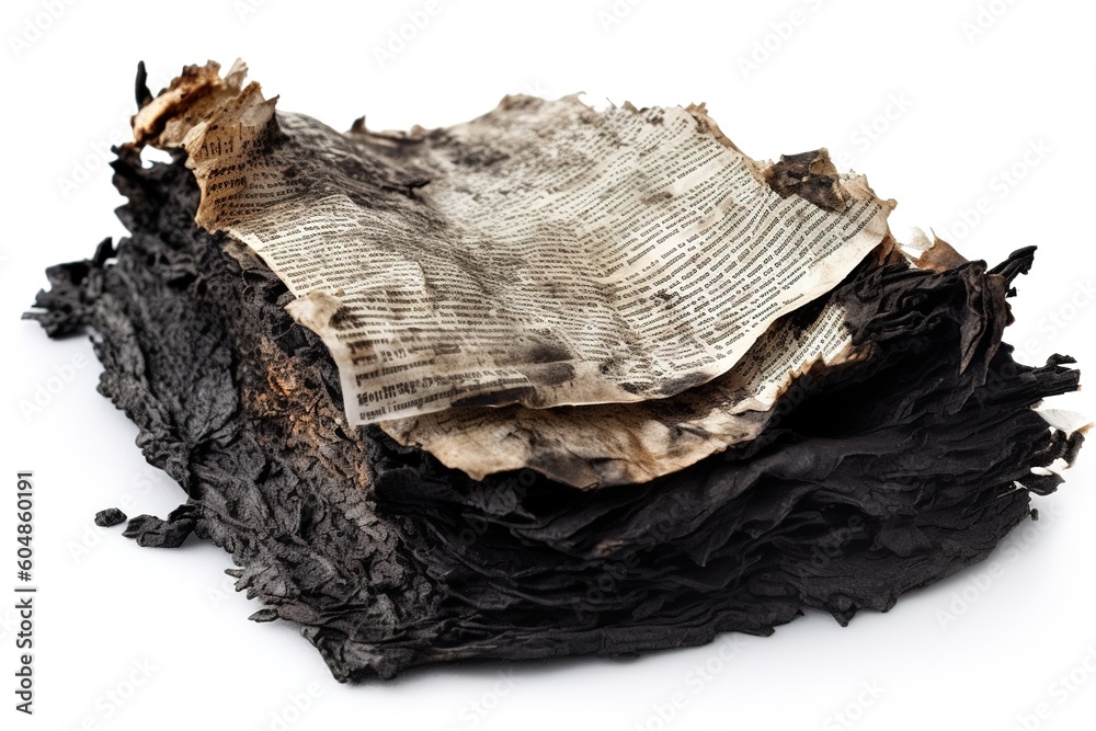 Fototapeta premium burnt paper isolated on white background. Generated by AI.