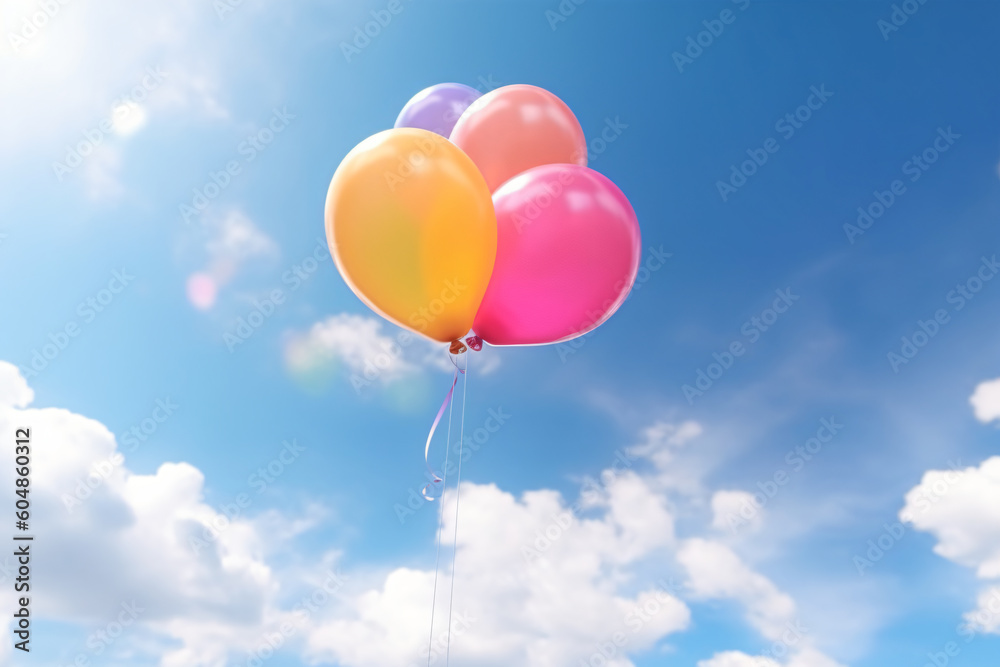 Rainbow balloon on sky background. concept of lgbti. copy space made with Generative AI Rainbow balloon on sky background. concept of lgbti. copy space made with Generative AI