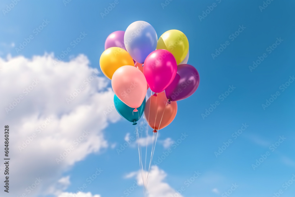 Rainbow balloon on sky background. concept of lgbti. copy space made with Generative AI Rainbow balloon on sky background. concept of lgbti. copy space made with Generative AI