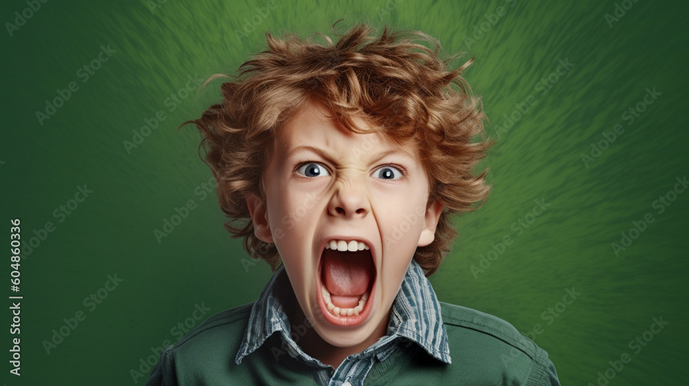 Generative AI, Angry and screaming boy Generative AI, Angry and screaming boy