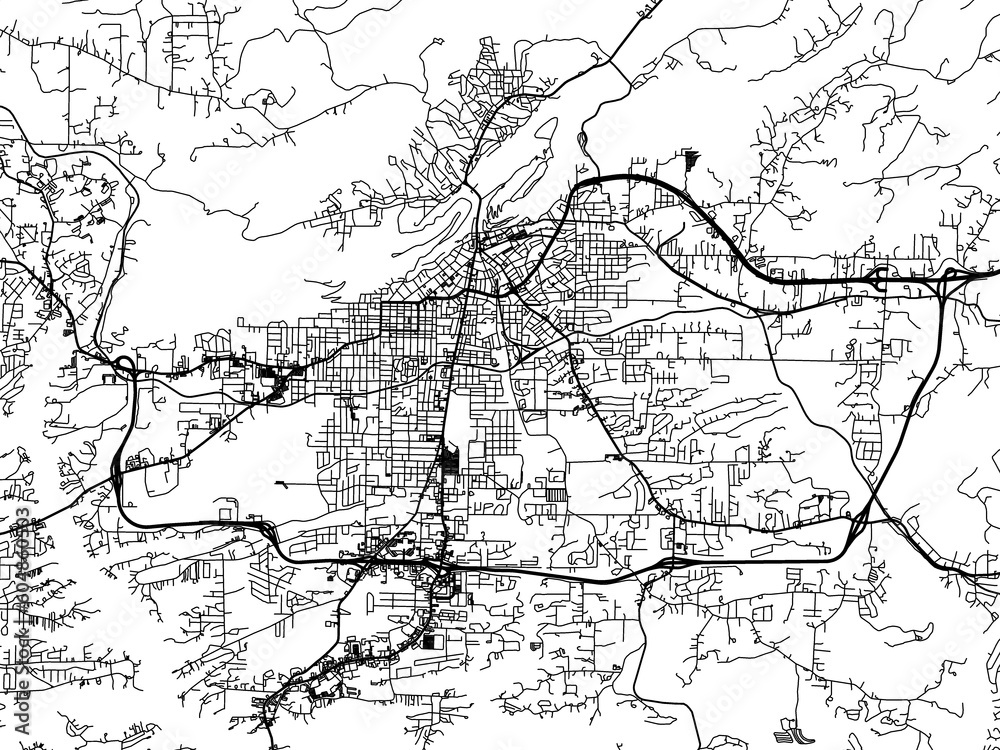 Road map of the city of Hot Springs Arkansas in the United States of