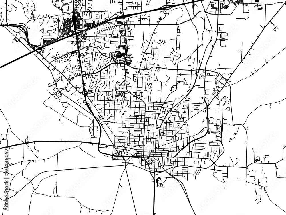 Road map of the city of Jackson Tennessee in the United States of America on a transparent