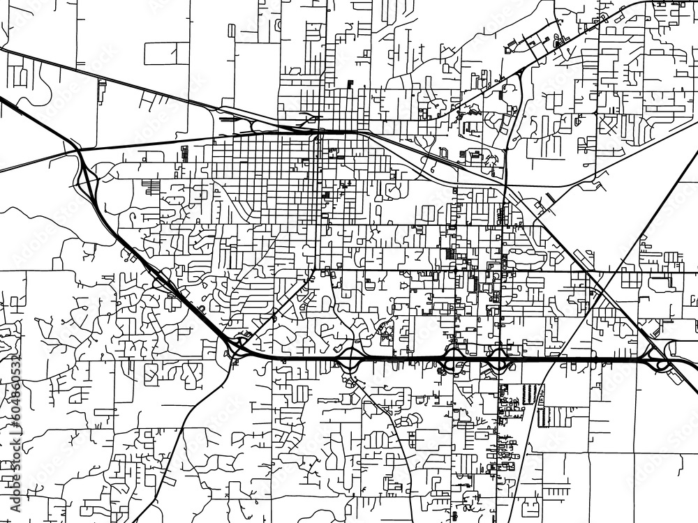 Road map of the city of  Jonesboro Arkansas in the United States of America on a transparent background.