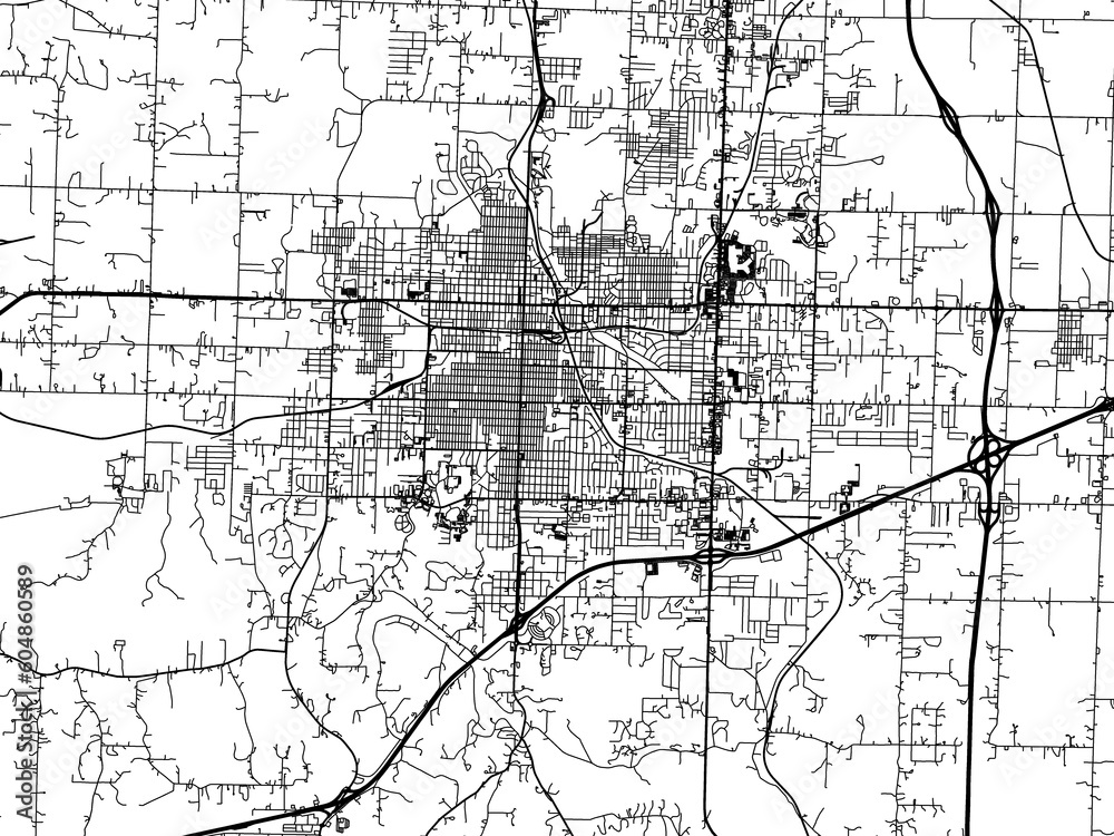 Road map of the city of  Joplin Missouri in the United States of America on a transparent background.