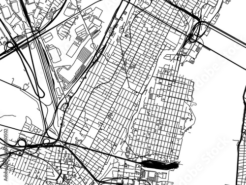 Road map of the city of  Hoboken New Jersey in the United States of America on a transparent background.