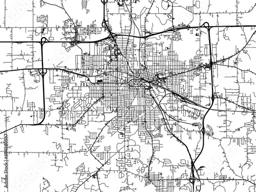 Road map of the city of  Jackson Michigan in the United States of America on a transparent background.