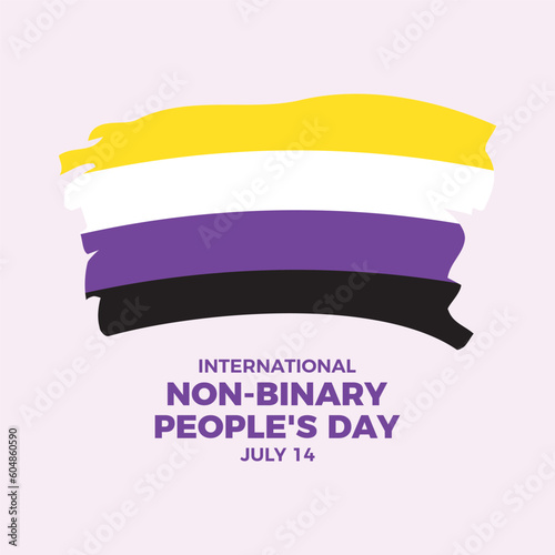 International Non-Binary People's Day vector illustration. Non-binary grunge pride flag icon vector. Nonbinary paint brush flag symbol. LGBTQIA design element. July 14. Important day photo