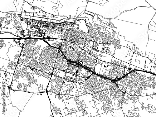 Road map of the city of  Killeen Texas in the United States of America on a transparent background.