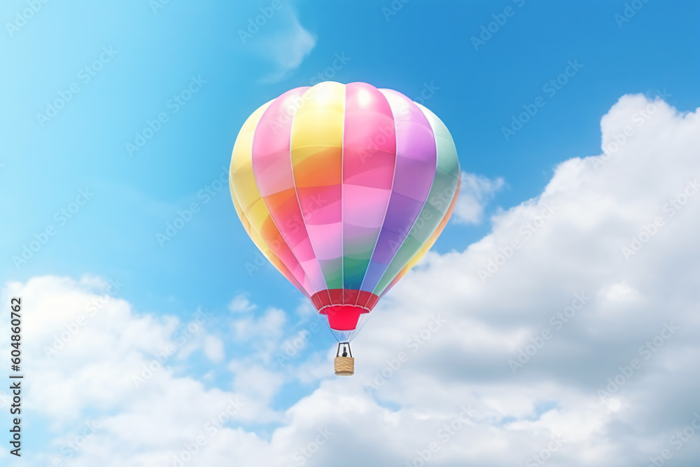 Fototapeta premium Rainbow balloon on sky background. concept of lgbti. copy space made with Generative AI