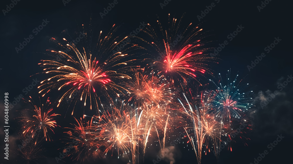 Fototapeta premium Fireworks light up to sky, generative AI.