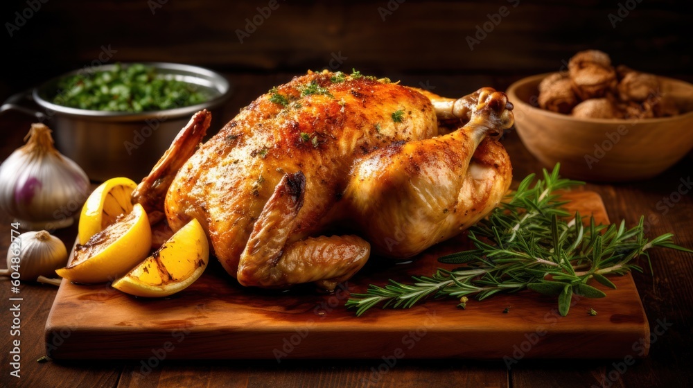 Roasted whole chicken. Generative AI