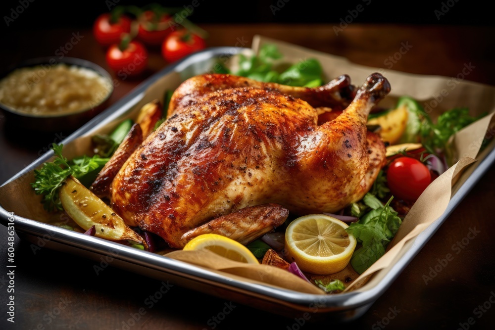 Roasted whole chicken. Generative AI Roasted whole chicken. Generative AI