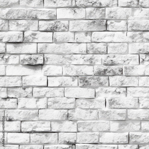 White Luminescence Beautiful Brick Wall Texture Tile Seamless Background. Generative AI