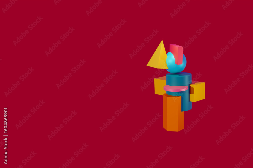 Naklejka premium Geometric shapes, ball, cone, cylinder and more on a bright background. Creative concept, 3D render