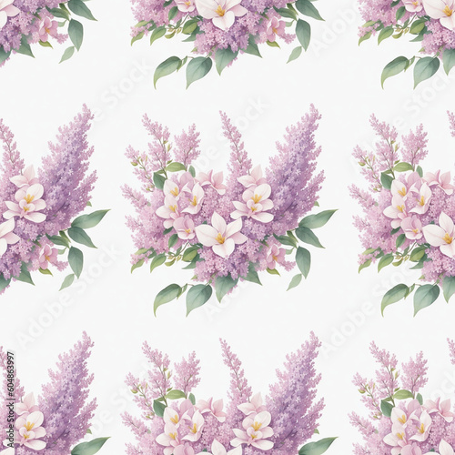 seamless texture watercolor bouquet of lilacs