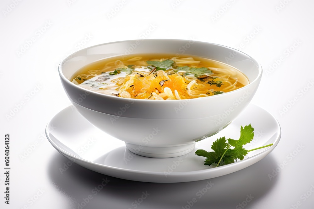 Egg Soup, Chicken Eggs Soup Bowl, Abstract Generative AI Illustration Egg Soup, Chicken Eggs Soup Bowl, Abstract Generative AI Illustration